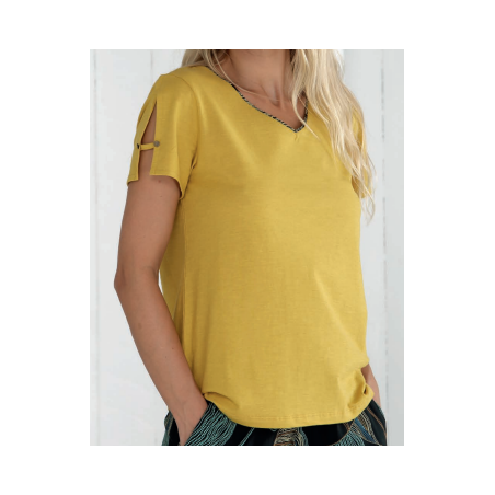 Tee shirt jaune femme e215211
